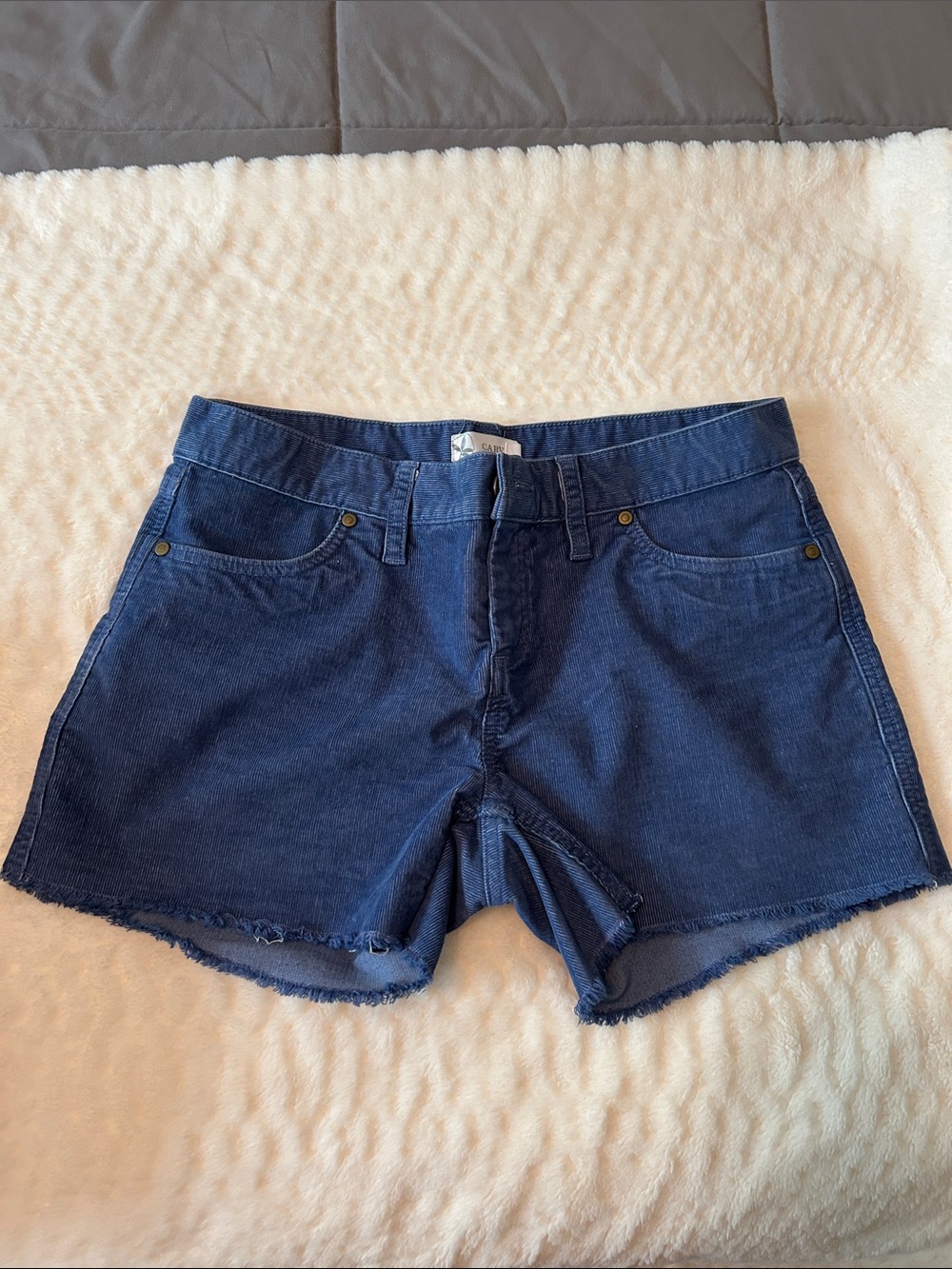 Carve Designs Navy Blue Frayed Hem Denim Shorts